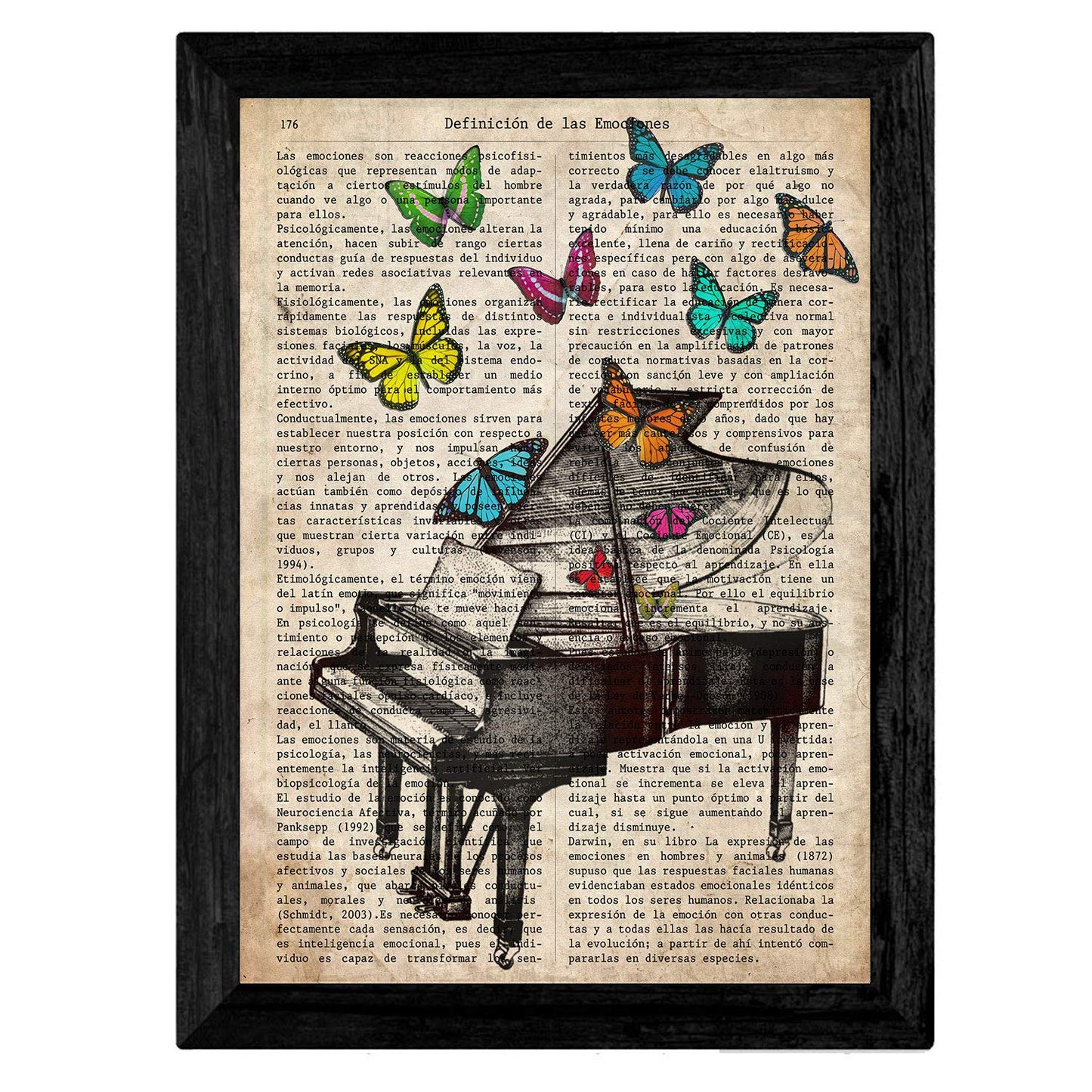 Pack de Cuatro láminas Vintage Piano, Arpa, Violin Y Saxon con definiciones música, emociones, comunicacion, Placer. 250 Gr-Artwork-Nacnic-Nacnic Estudio SL