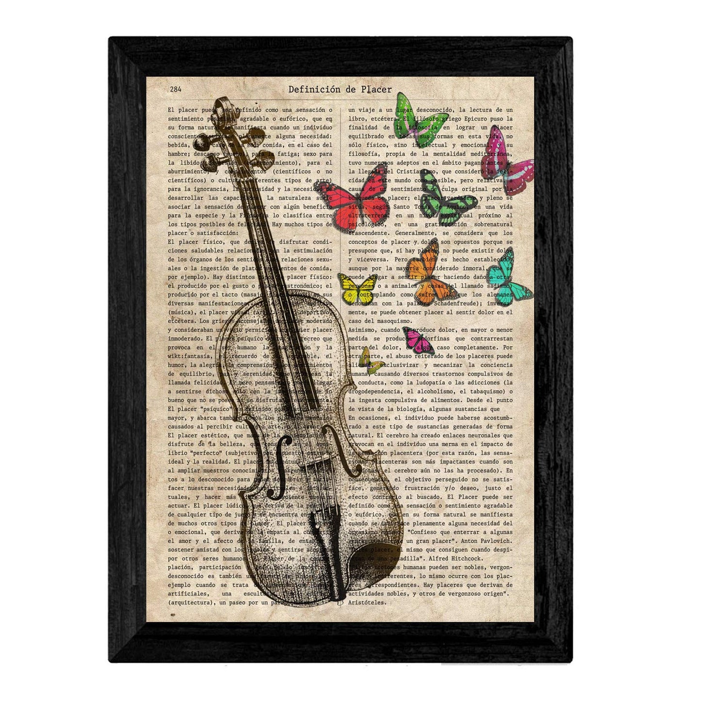 Pack de Cuatro láminas Vintage Piano, Arpa, Violin Y Saxon con definiciones música, emociones, comunicacion, Placer. 250 Gr-Artwork-Nacnic-Nacnic Estudio SL