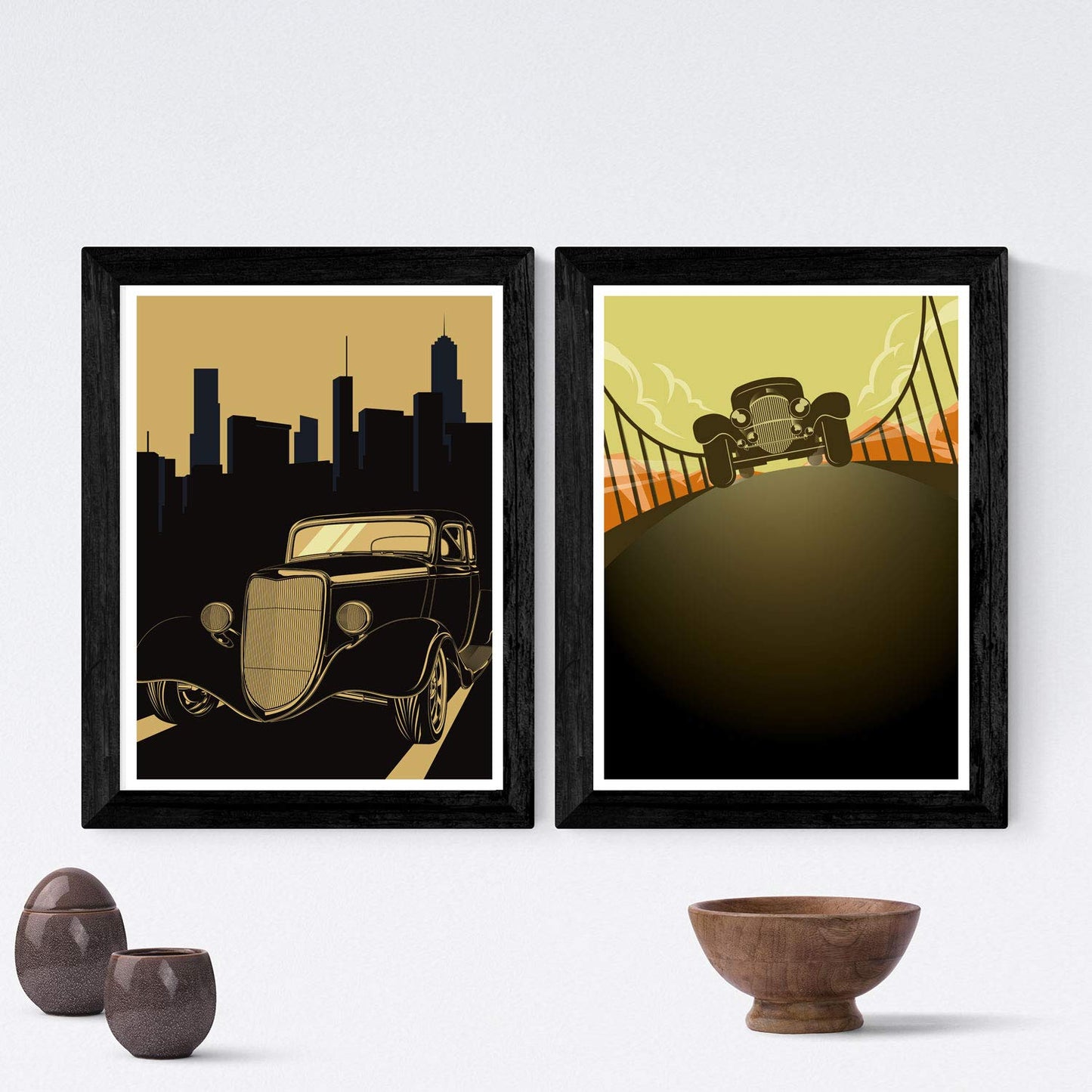 Pack de Dos láminas de Coches Vintage.-Artwork-Nacnic-Nacnic Estudio SL