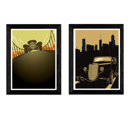 Pack de Dos láminas de Coches Vintage.-Artwork-Nacnic-Nacnic Estudio SL