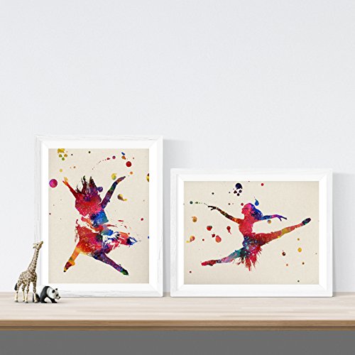 Pack de Dos láminas para enmarcar Bailarinas Estilo Acuarela.-Artwork-Nacnic-Nacnic Estudio SL
