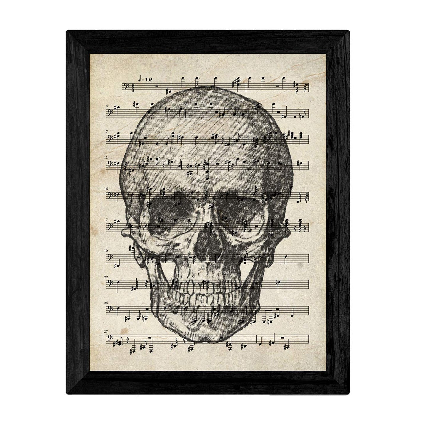 Pack de Dos láminas Vintage (Vintage Calaveras con partitura, A4).-Artwork-Nacnic-Nacnic Estudio SL