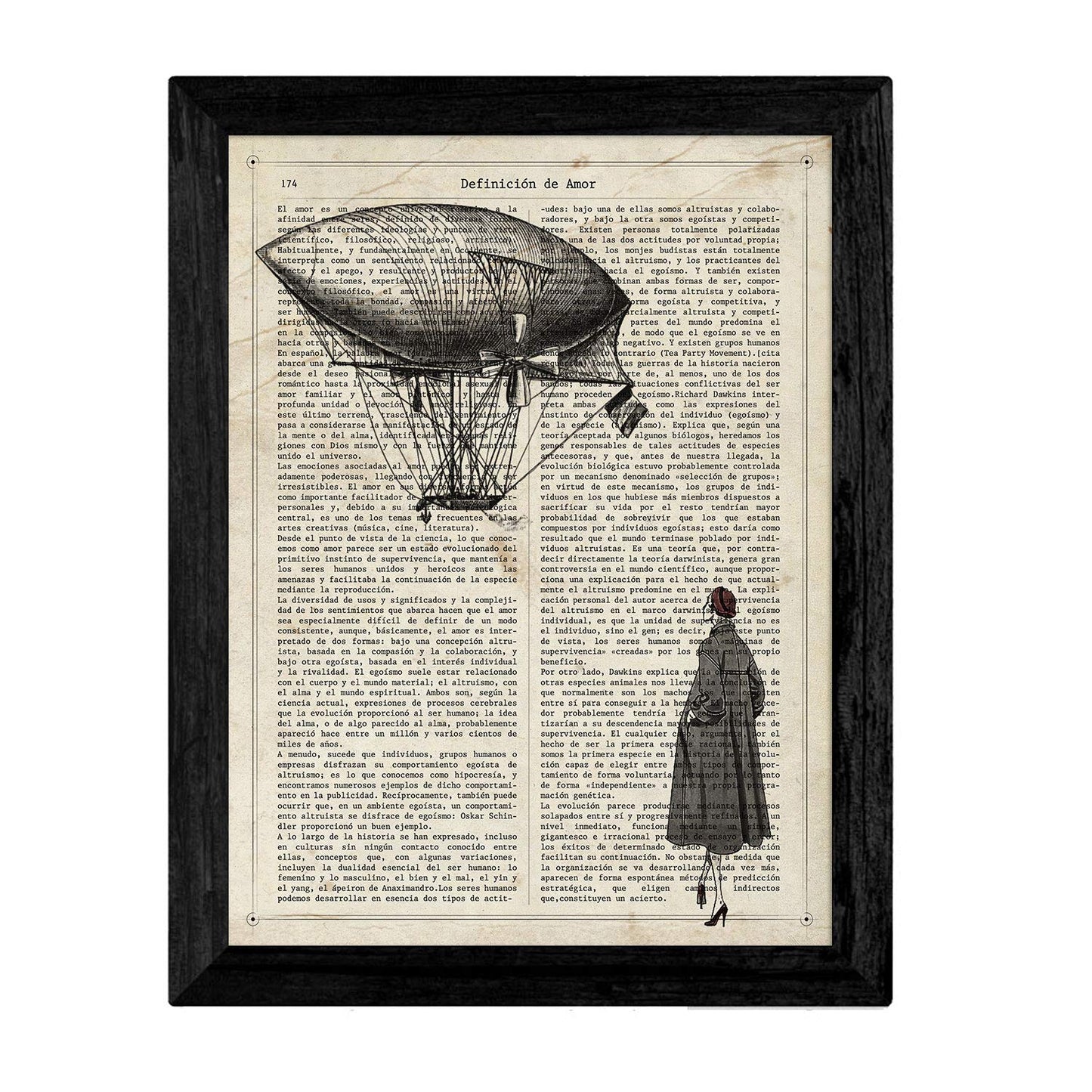 Pack de Dos láminas Vintage (Vintage Pareja en Globo con definiciones, A4)-Artwork-Nacnic-Nacnic Estudio SL