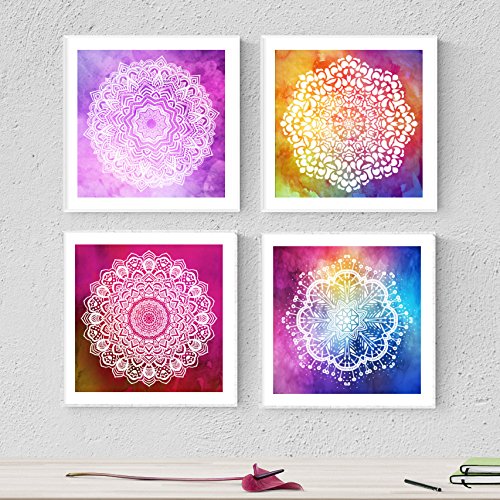 PACK de láminas para enmarcar FULGOR. Posters cuadrados con imágenes de mandalas. Decoración de hogar. Láminas para enmarcar. Papel 250 gramos alta calidad-Nacnic-Nacnic Estudio SL