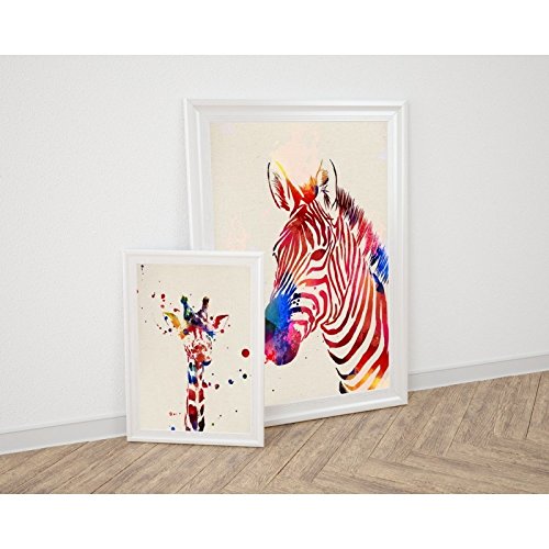 PACK de láminas para enmarcar JIRAFA Y ZEBRA. Posters estilo acuarela con imágenes de la animales.-Artwork-Nacnic-Nacnic Estudio SL