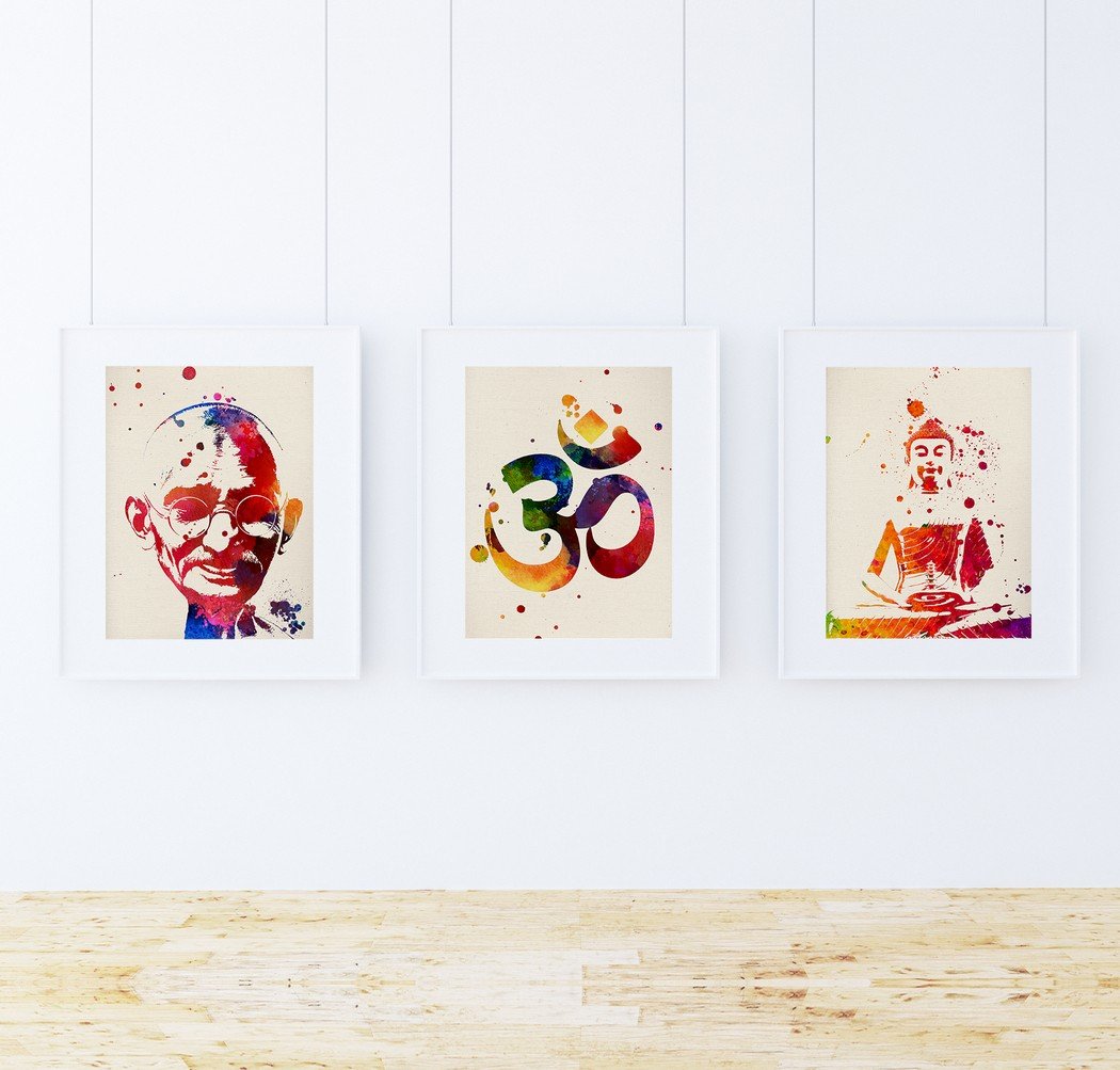 PACK de láminas para enmarcar MEDITACION. Posters estilo acuarela con imágenes de la India. alta calidad-Artwork-Nacnic-Nacnic Estudio SL