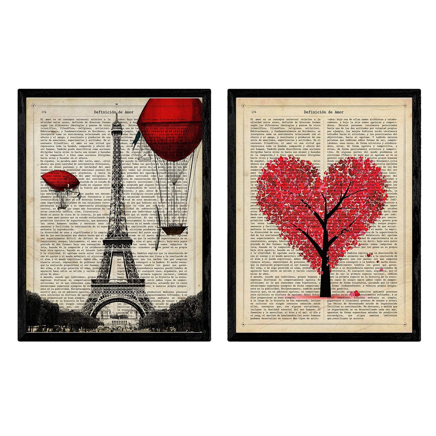 Pack de láminas para enmarcar París Je T'Aime. Posters Estilo romantico. Alta Calidad-Artwork-Nacnic-Nacnic Estudio SL