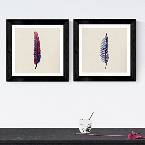 PACK de láminas para enmarcar PLUMAS DEL CIELO. Posters cuadrados con imágenes de plumas.-Artwork-Nacnic-Nacnic Estudio SL