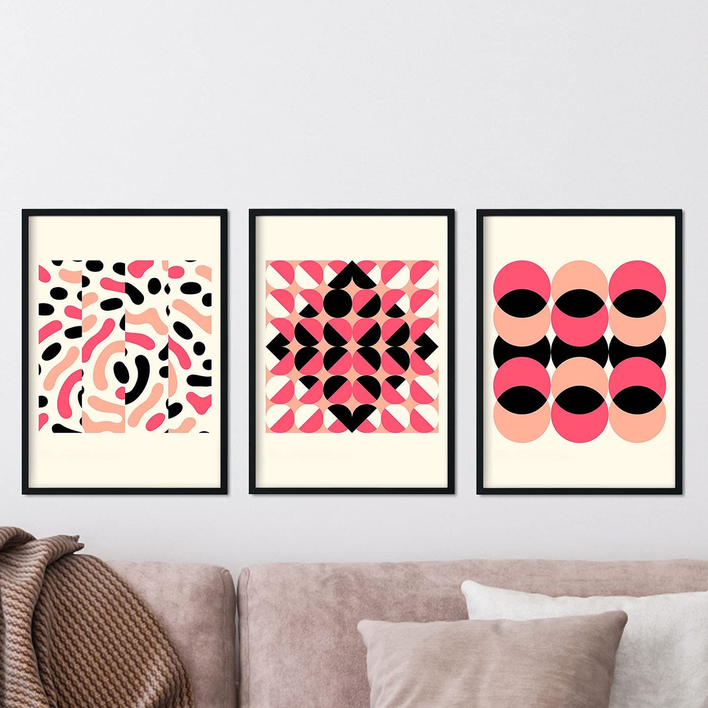Pack de láminas Set rosa 1. Pósters con ilustraciones abstractas en estilo geométrico. Tonos rosados y pastel.-Artwork-Nacnic-Nacnic Estudio SL