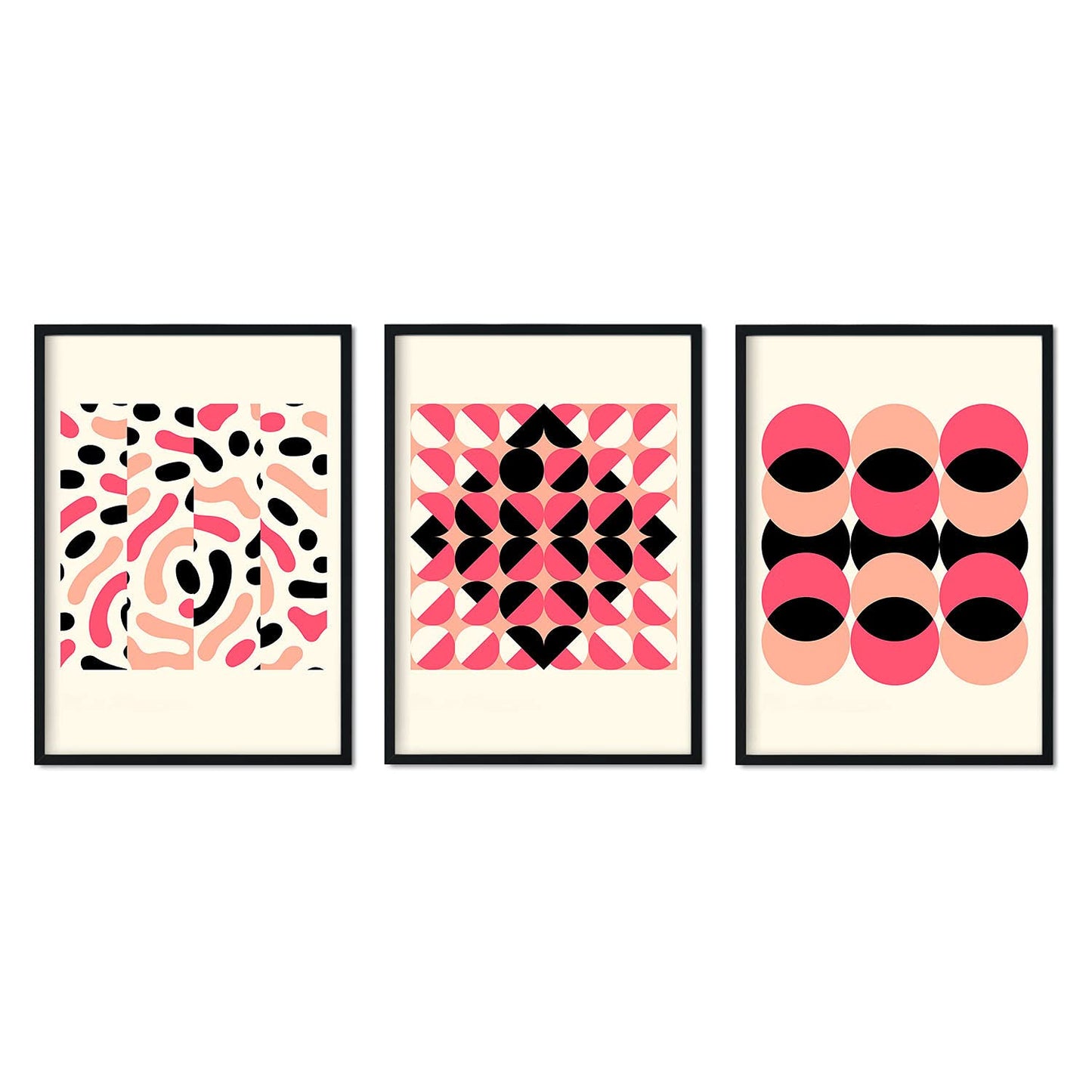 Pack de láminas Set rosa 1. Pósters con ilustraciones abstractas en estilo geométrico. Tonos rosados y pastel.-Artwork-Nacnic-Nacnic Estudio SL