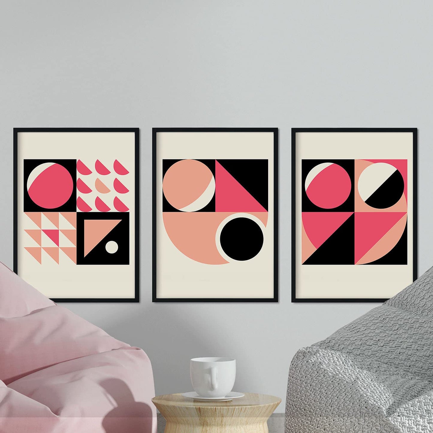 Pack de láminas Set rosa 2. Pósters con ilustraciones abstractas en estilo geométrico. Tonos rosados y pastel.-Artwork-Nacnic-Nacnic Estudio SL