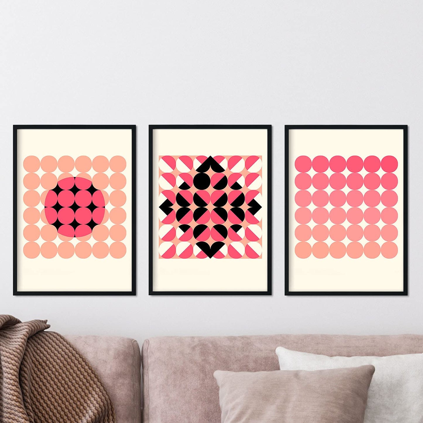 Pack de láminas Set rosa 4. Pósters con ilustraciones abstractas en estilo geométrico. Tonos rosados y pastel.-Artwork-Nacnic-Nacnic Estudio SL