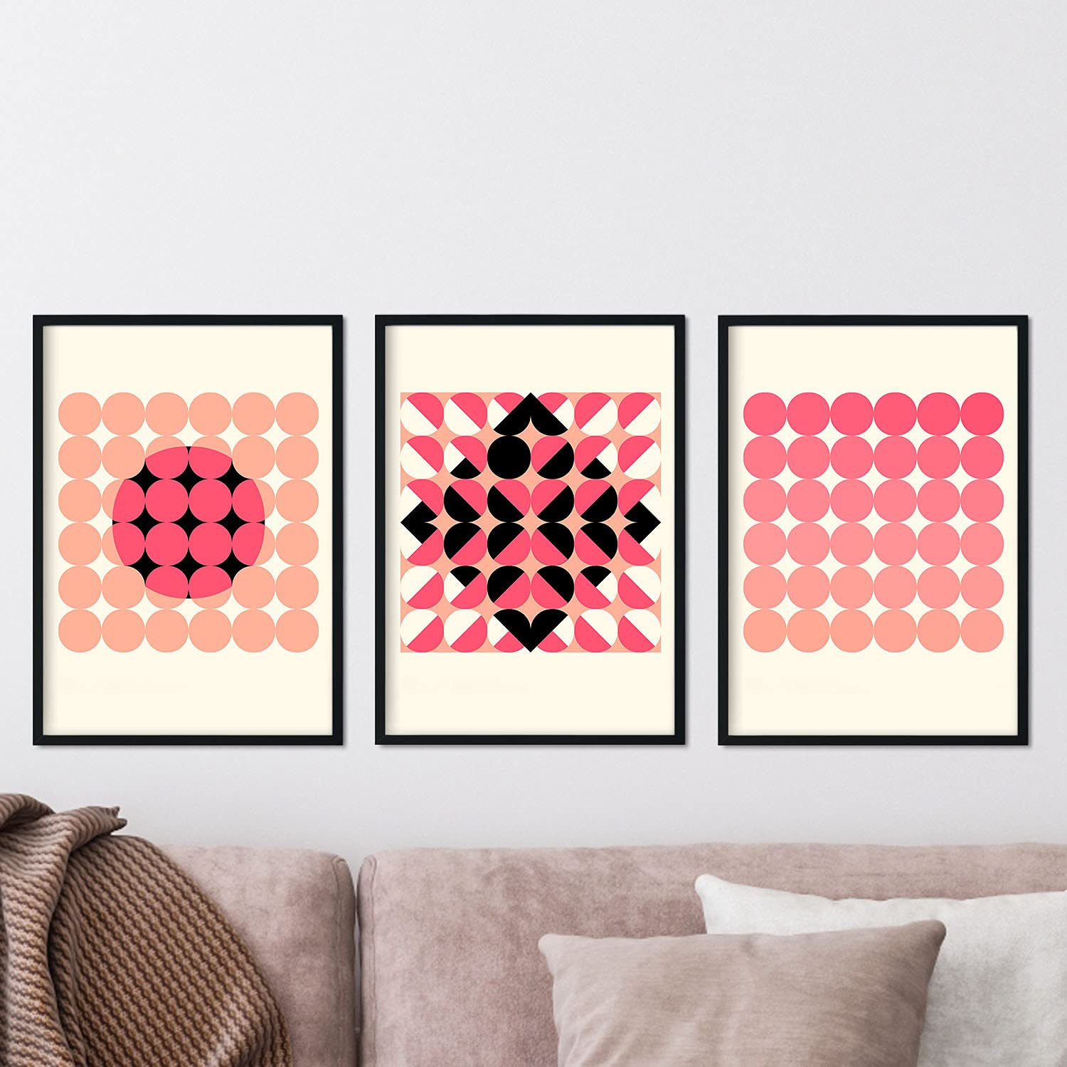 Pack de láminas Set rosa 4. Pósters con ilustraciones abstractas en estilo geométrico. Tonos rosados y pastel.-Artwork-Nacnic-Nacnic Estudio SL