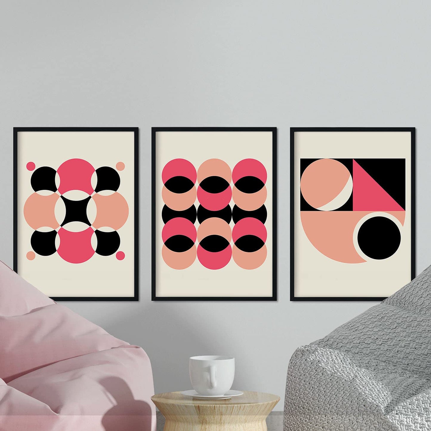 Pack de láminas Set rosa 5. Pósters con ilustraciones abstractas en estilo geométrico. Tonos rosados y pastel.-Artwork-Nacnic-Nacnic Estudio SL