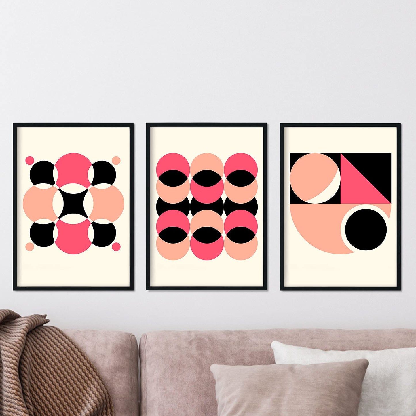 Pack de láminas Set rosa 5. Pósters con ilustraciones abstractas en estilo geométrico. Tonos rosados y pastel.-Artwork-Nacnic-Nacnic Estudio SL