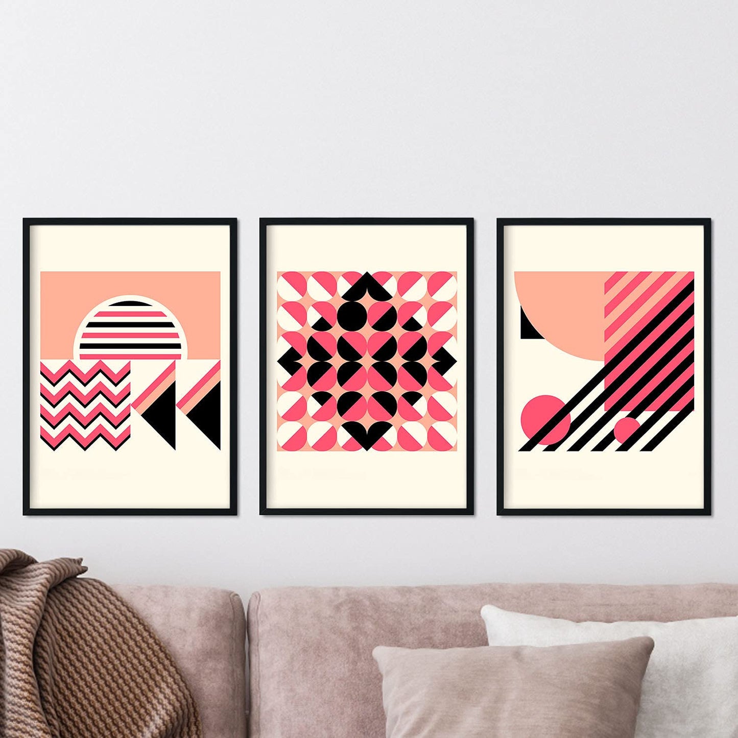 Pack de láminas Set rosa 6. Pósters con ilustraciones abstractas en estilo geométrico. Tonos rosados y pastel.-Artwork-Nacnic-Nacnic Estudio SL