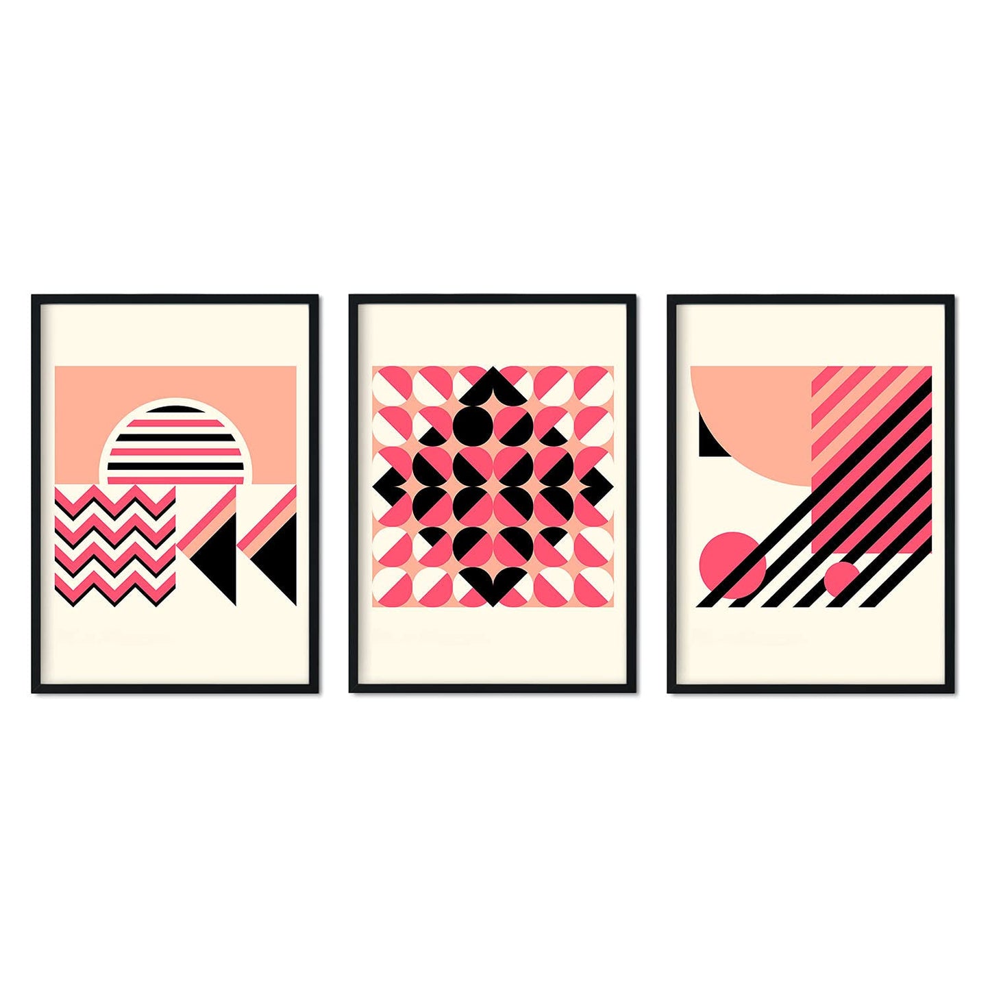 Pack de láminas Set rosa 6. Pósters con ilustraciones abstractas en estilo geométrico. Tonos rosados y pastel.-Artwork-Nacnic-Nacnic Estudio SL