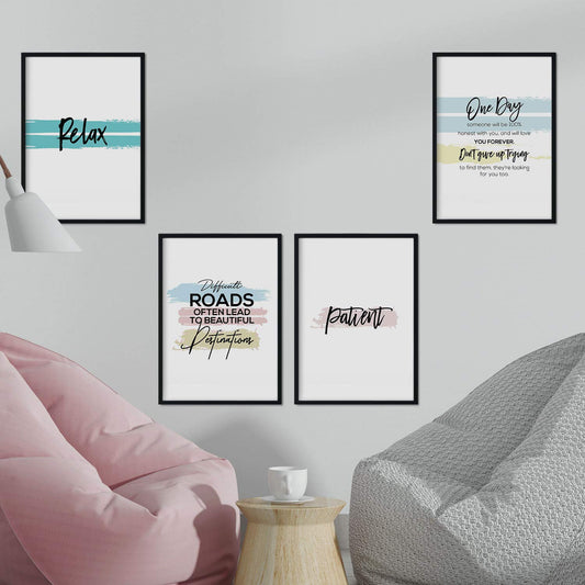 Pack de posters con frases inspiracionales. Set de láminas de decoración con frases coloridas motivadoras y llenas de energia.-Artwork-Nacnic-Nacnic Estudio SL