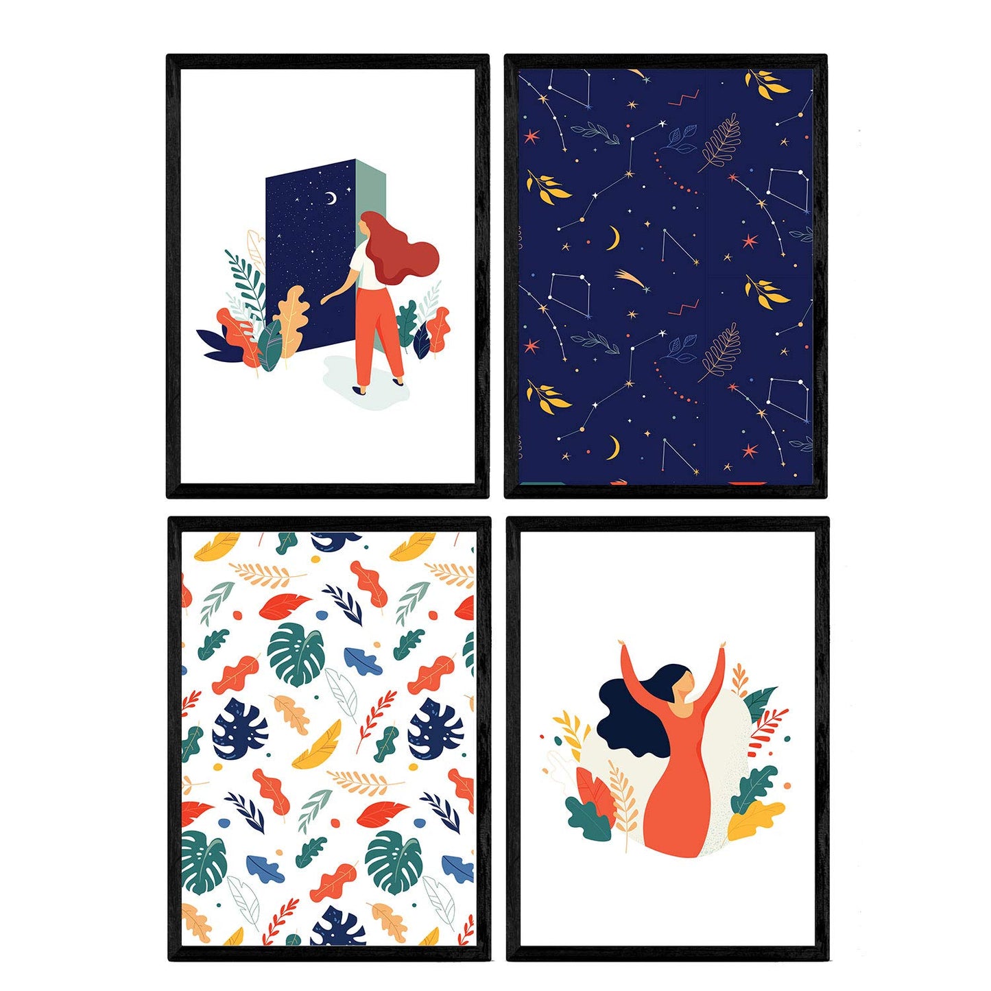 Pack de posters con ilustraciones de mujeres de cada dia. Mujer en el anochecer y amanecer.-Artwork-Nacnic-Nacnic Estudio SL