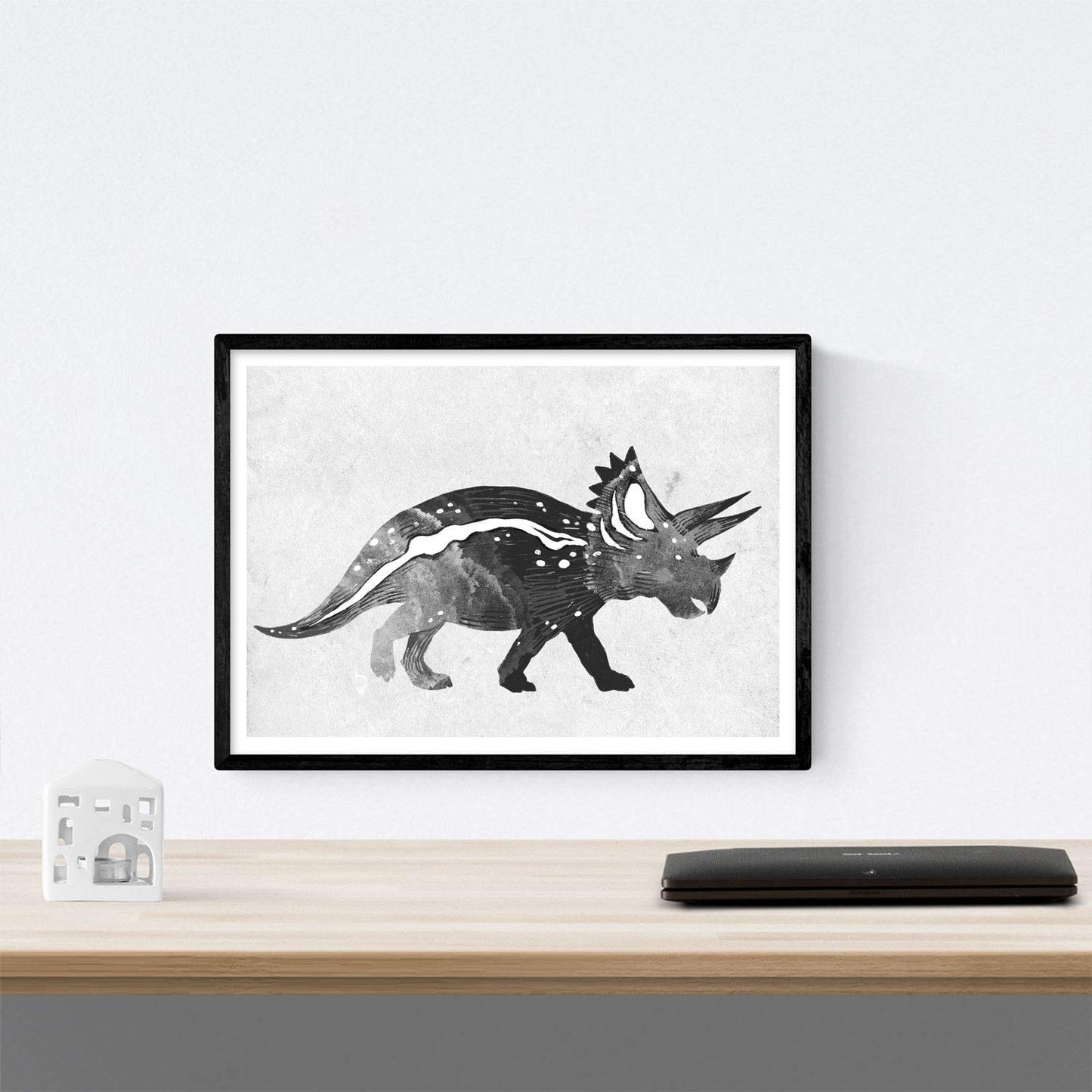 Pack de posters de Dinosaurios acuarela negro. Láminas de dinosaurios para niños.-Artwork-Nacnic-Nacnic Estudio SL