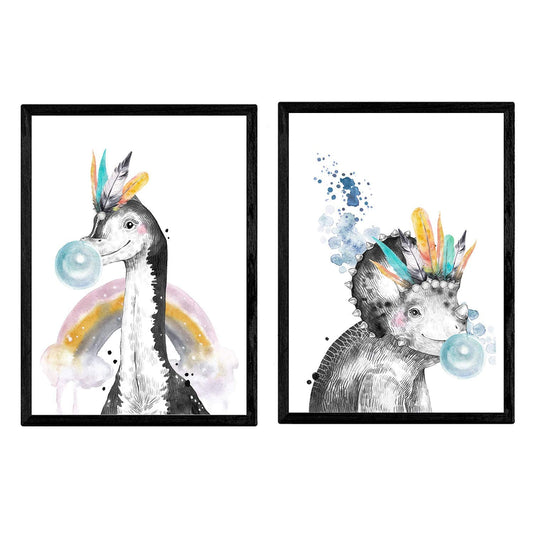 Pack de posters de Dinosaurios infantiles. Láminas de dinosaurios para niños.-Artwork-Nacnic-Nacnic Estudio SL