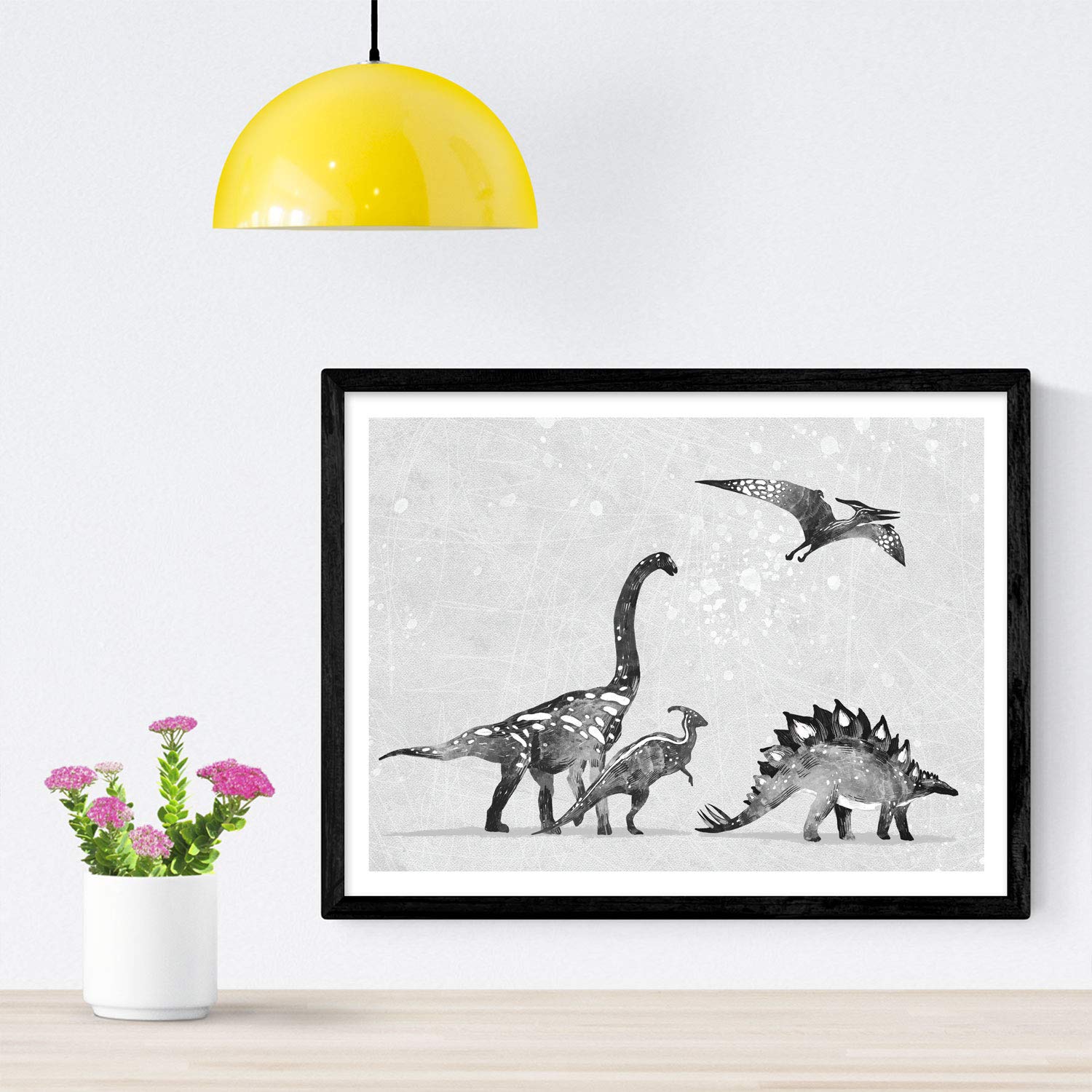 Pack de posters de Dinosaurios tonos grises. Láminas de dinosaurios para niños.-Artwork-Nacnic-Nacnic Estudio SL