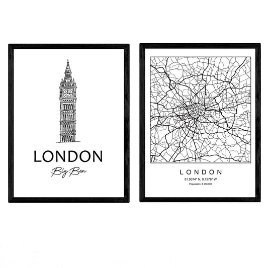 Pack de posters de Londres - Big Ben. Láminas con monumentos de ciudades.-Artwork-Nacnic-Nacnic Estudio SL