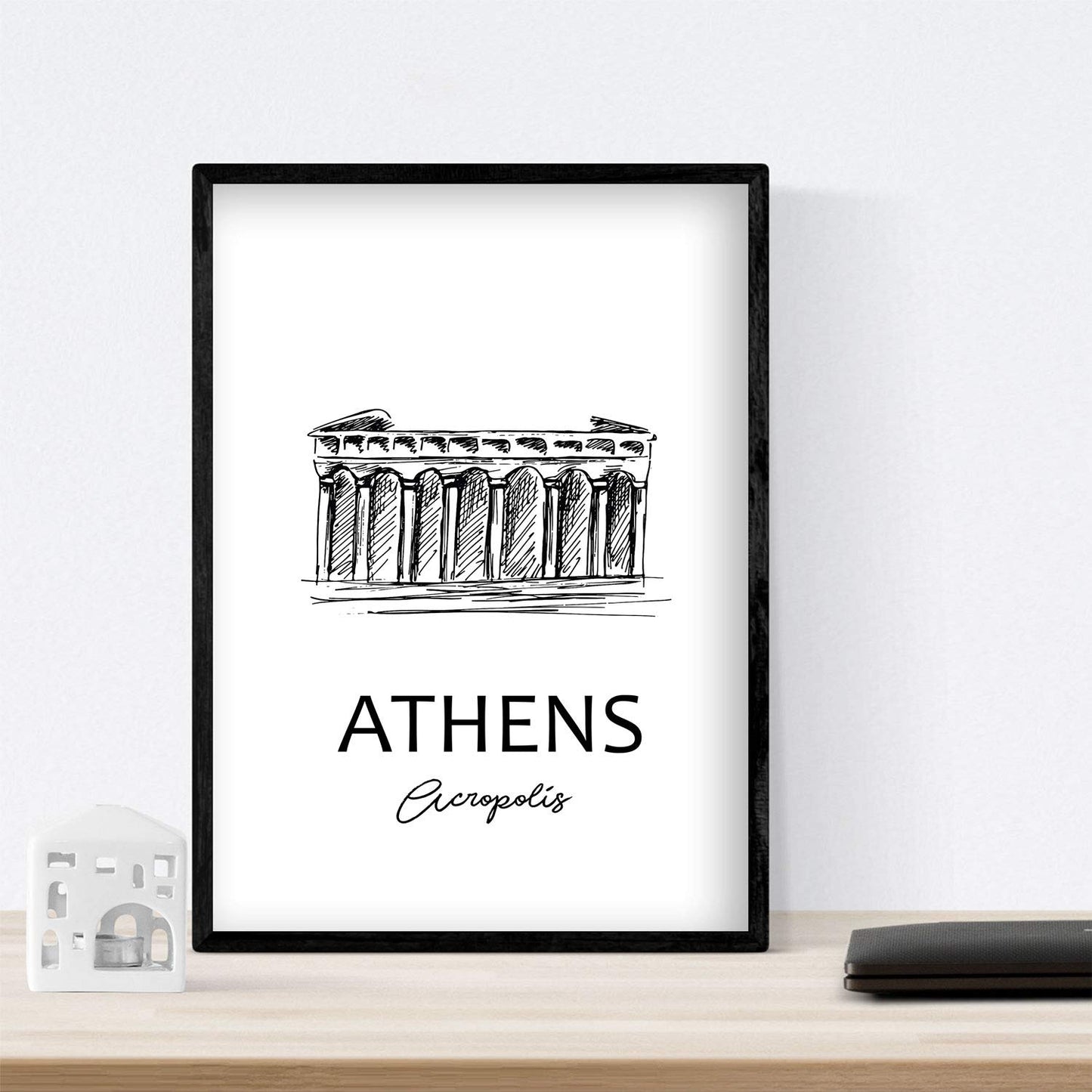 Pack de posters de paises y monumentos. Atenas mapa de la ciudad, monumento Acropolis y mapa Grecia.-Artwork-Nacnic-Nacnic Estudio SL