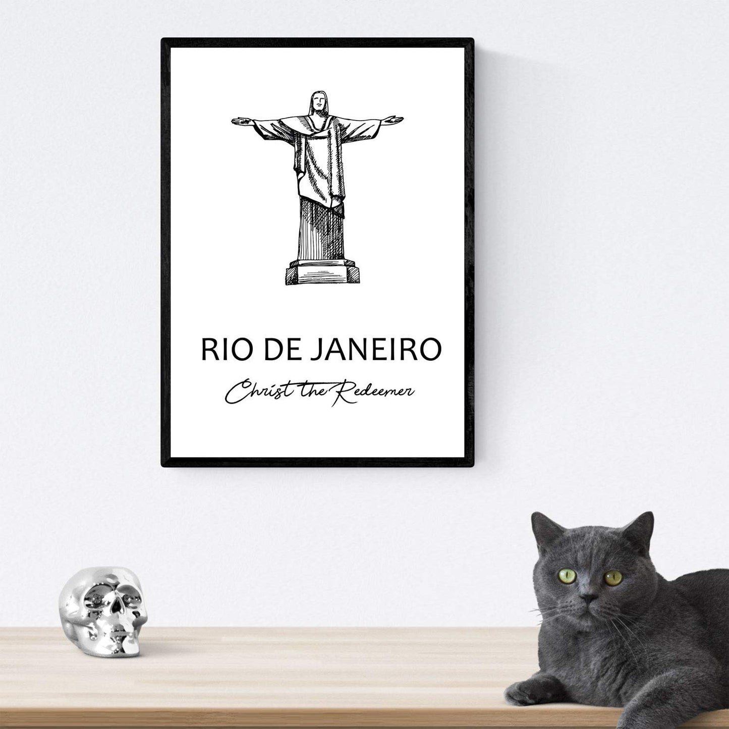 Pack de posters de paises y monumentos. Mapa ciudad Rio de janeiro, monumento Cristo redentor y mapa Brasil.-Artwork-Nacnic-Nacnic Estudio SL