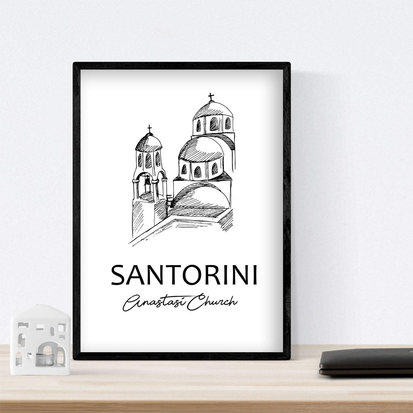 Pack de posters de paises y monumentos. Mapa Grecia y monumento Santorini.-Artwork-Nacnic-Nacnic Estudio SL