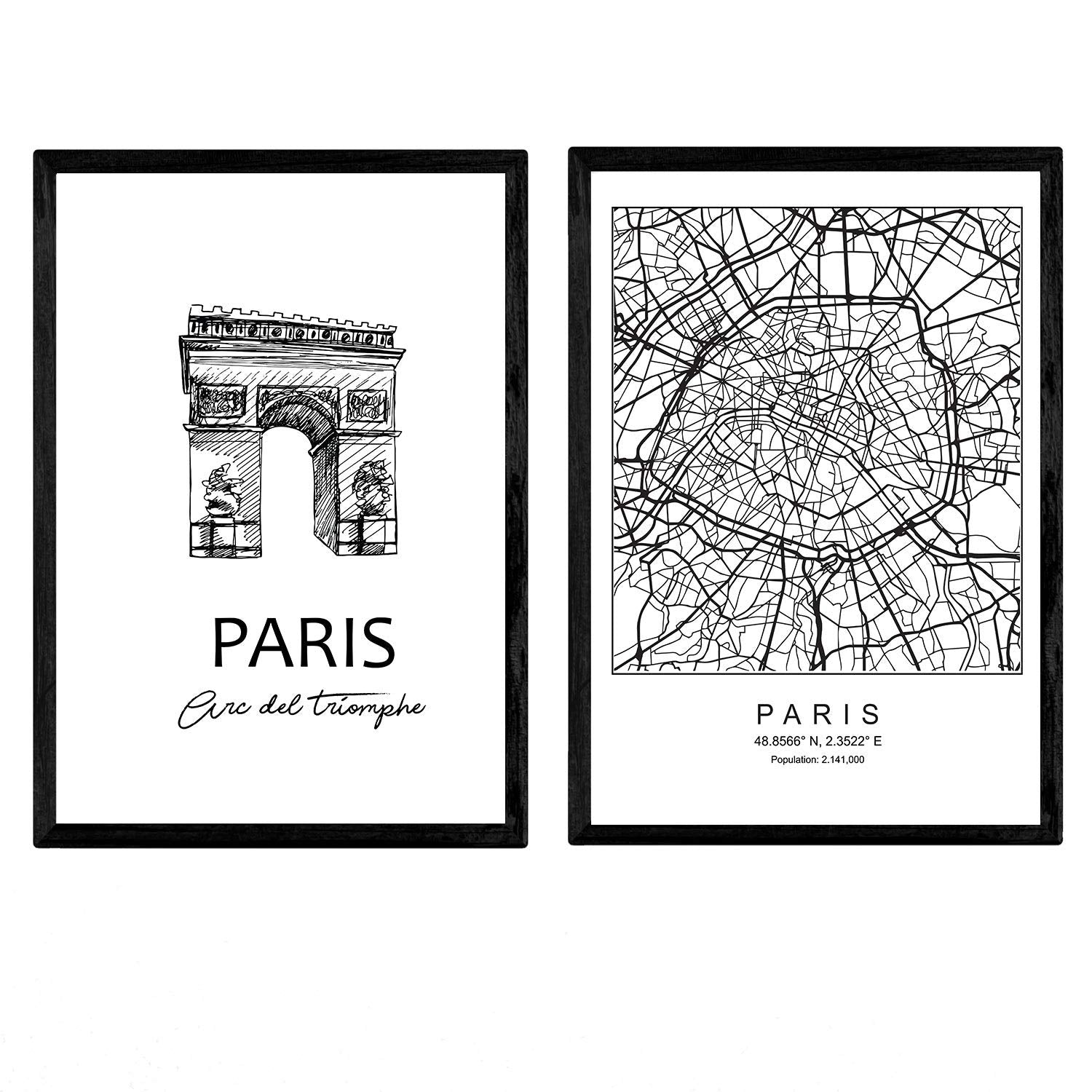 Pack de posters de Paris -Arco del triunfo. Láminas con monumentos de ciudades.-Artwork-Nacnic-Nacnic Estudio SL