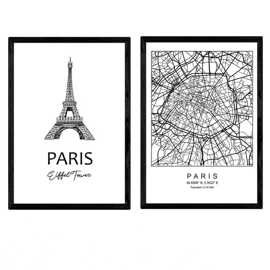 Pack de posters de Paris - Torre Eiffel. Láminas con monumentos de ciudades.-Artwork-Nacnic-Nacnic Estudio SL