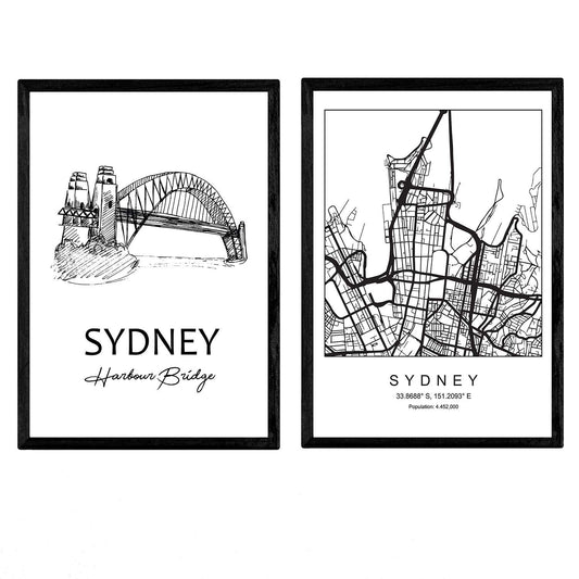 Pack de posters de Sydney - Puente de la bahía. Láminas con monumentos de ciudades.-Artwork-Nacnic-Nacnic Estudio SL