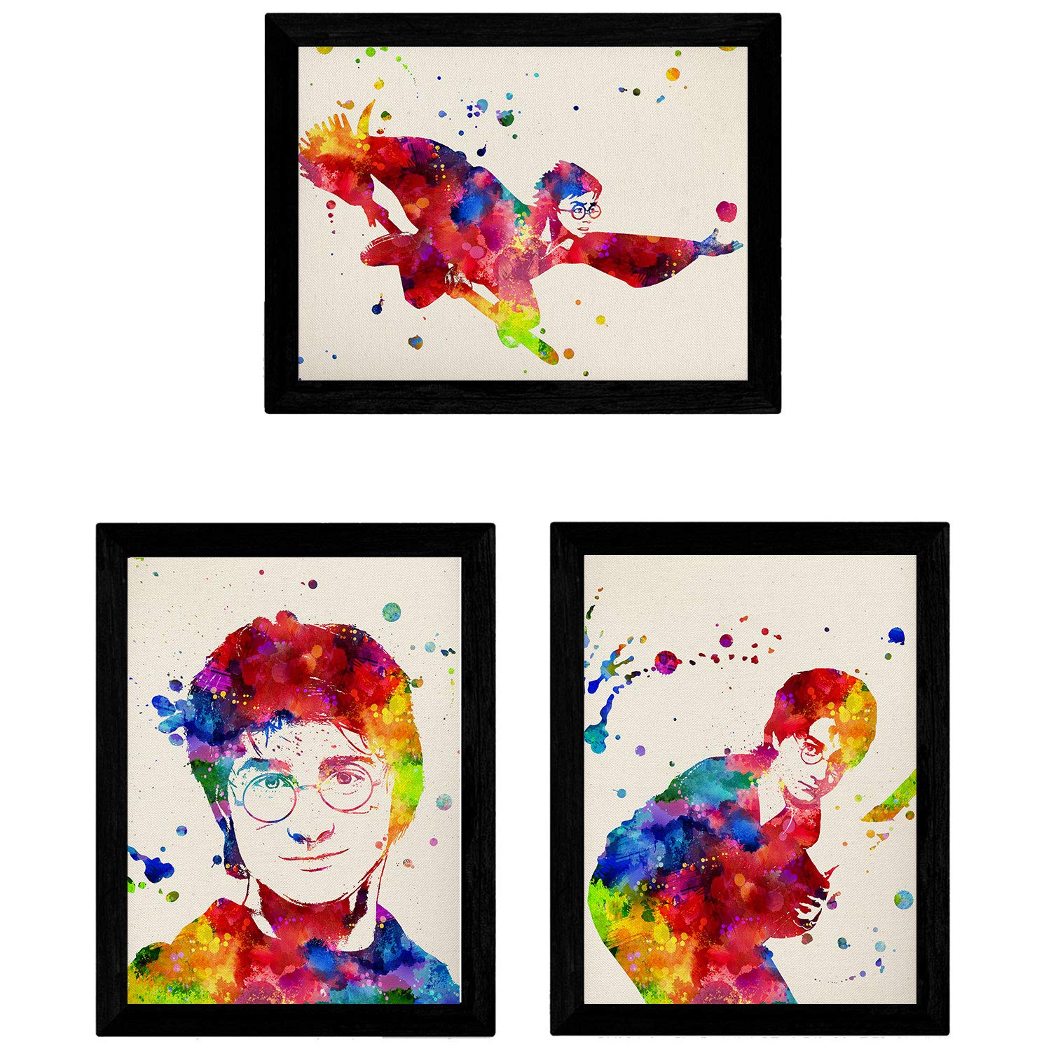 Pack de posters para enmarcar "Harry Potter". Poster estilo acuarela. Lamina con imágenes de la película "Harry Potter". Papel 250 gr Xerox.-Artwork-Nacnic-Nacnic Estudio SL