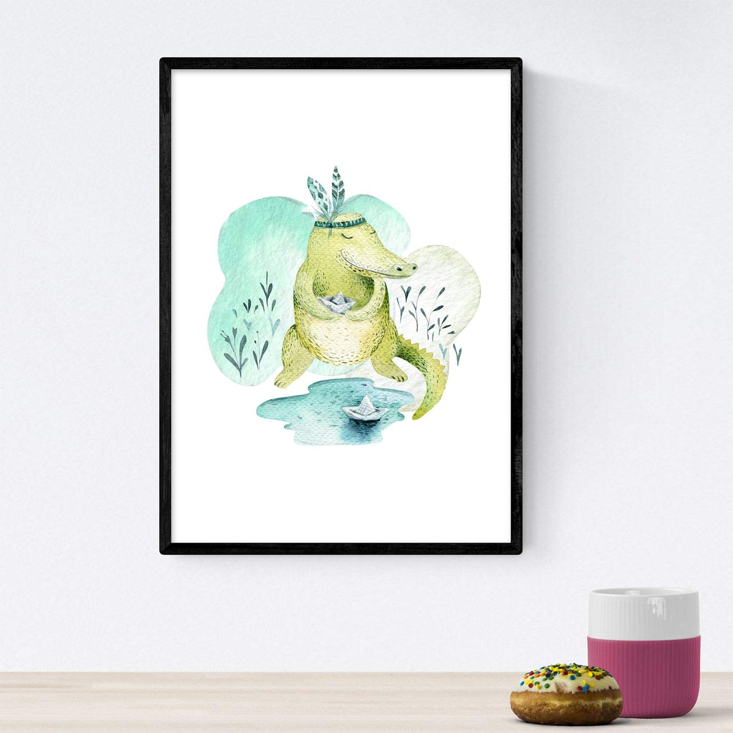 Pack de Tres láminas con Ilustraciones de Animales. cocodrilo Elefantes.-Artwork-Nacnic-Nacnic Estudio SL