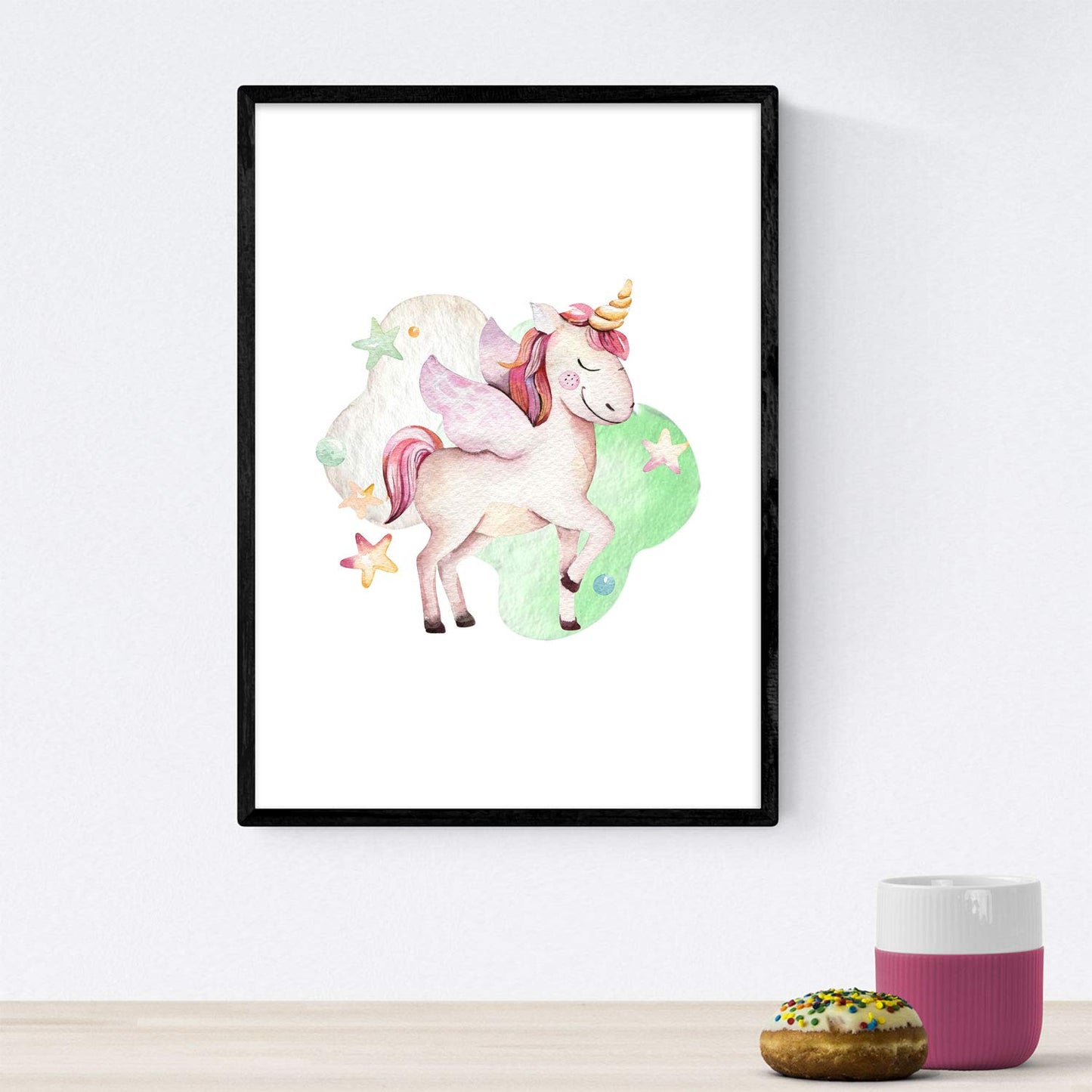 Pack de Tres láminas con Ilustraciones de Animales. Oso Panda Unicornio y Tortuga.-Artwork-Nacnic-Nacnic Estudio SL