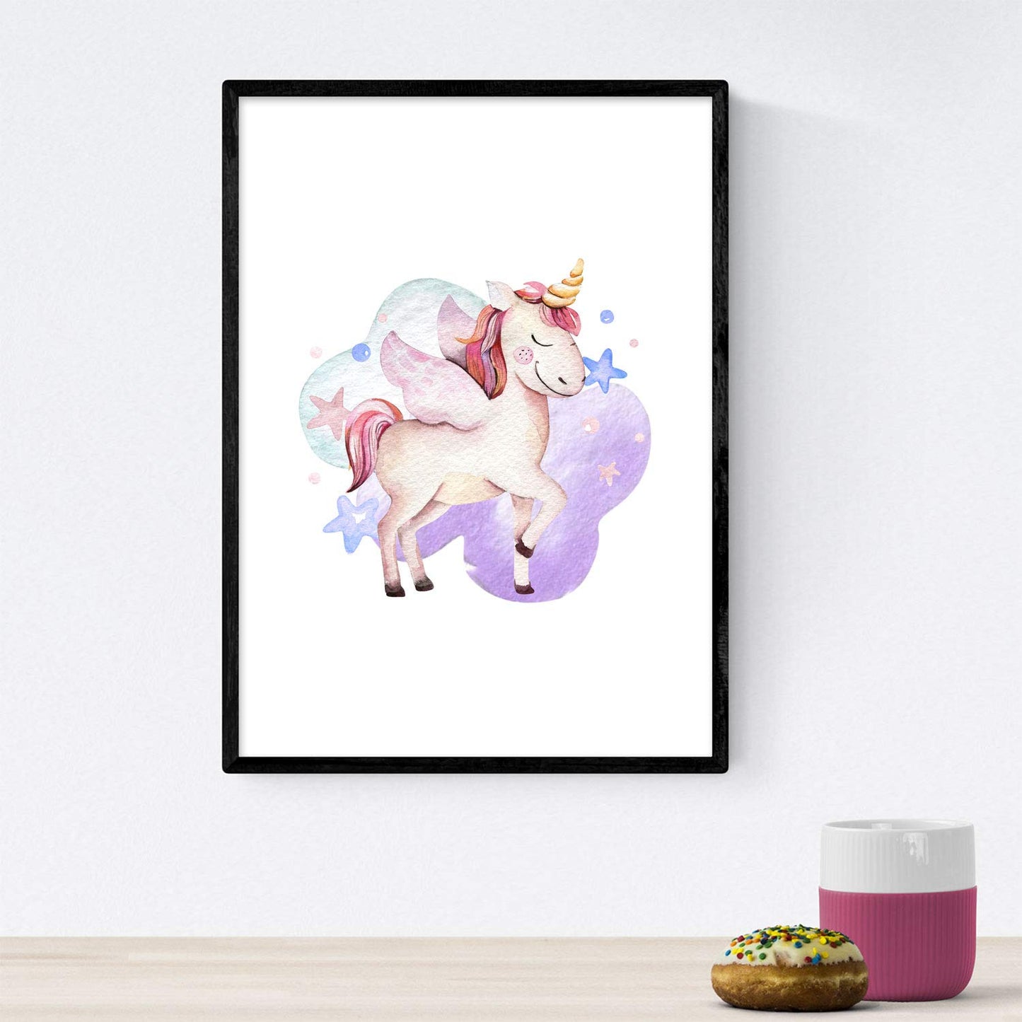 Pack de Tres láminas con Ilustraciones de Animales. Unicornio con Globos Unicornio Arcoiris y Unicornio con alas.-Artwork-Nacnic-Nacnic Estudio SL