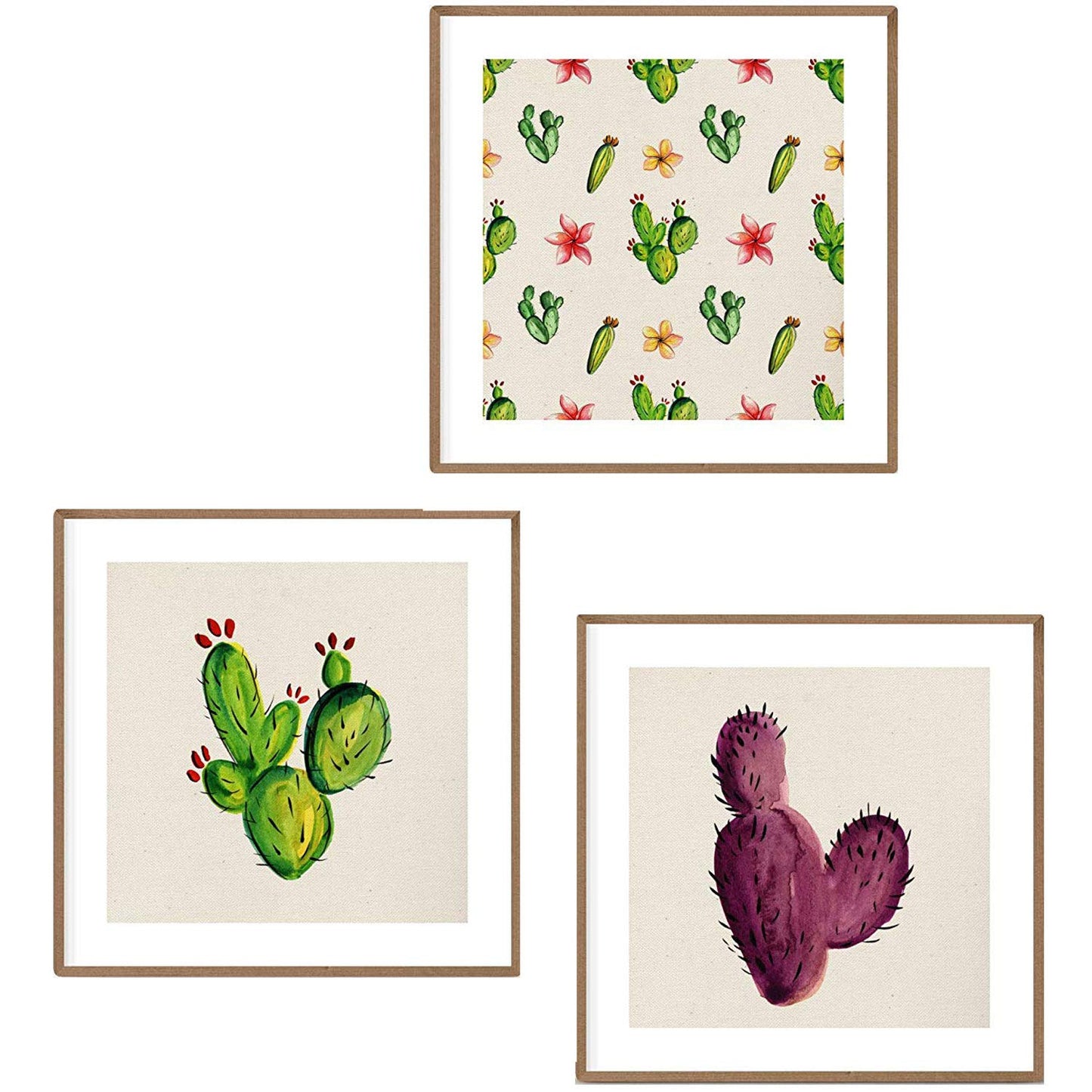 PACK de tres láminas de cactus. Posters cuadrados con imágenes estampadas. Dale un toque verde a tu hogar-Artwork-Nacnic-Nacnic Estudio SL