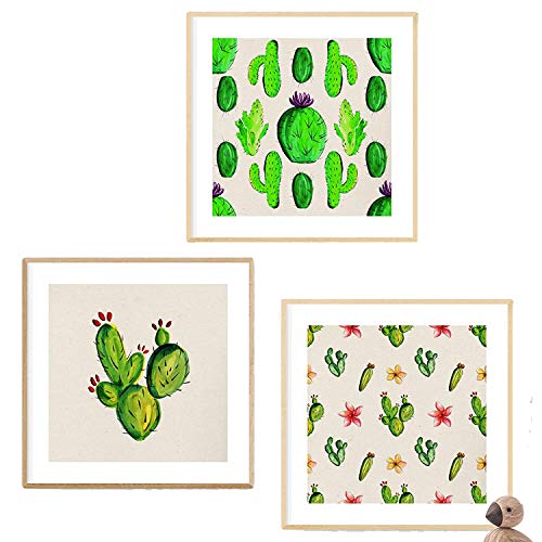 PACK de tres láminas de cactus. Posters cuadrados con imágenes estampadas. Dale un toque verde a tu hogar. Láminas de cactus para enmarcar.-Artwork-Nacnic-Nacnic Estudio SL