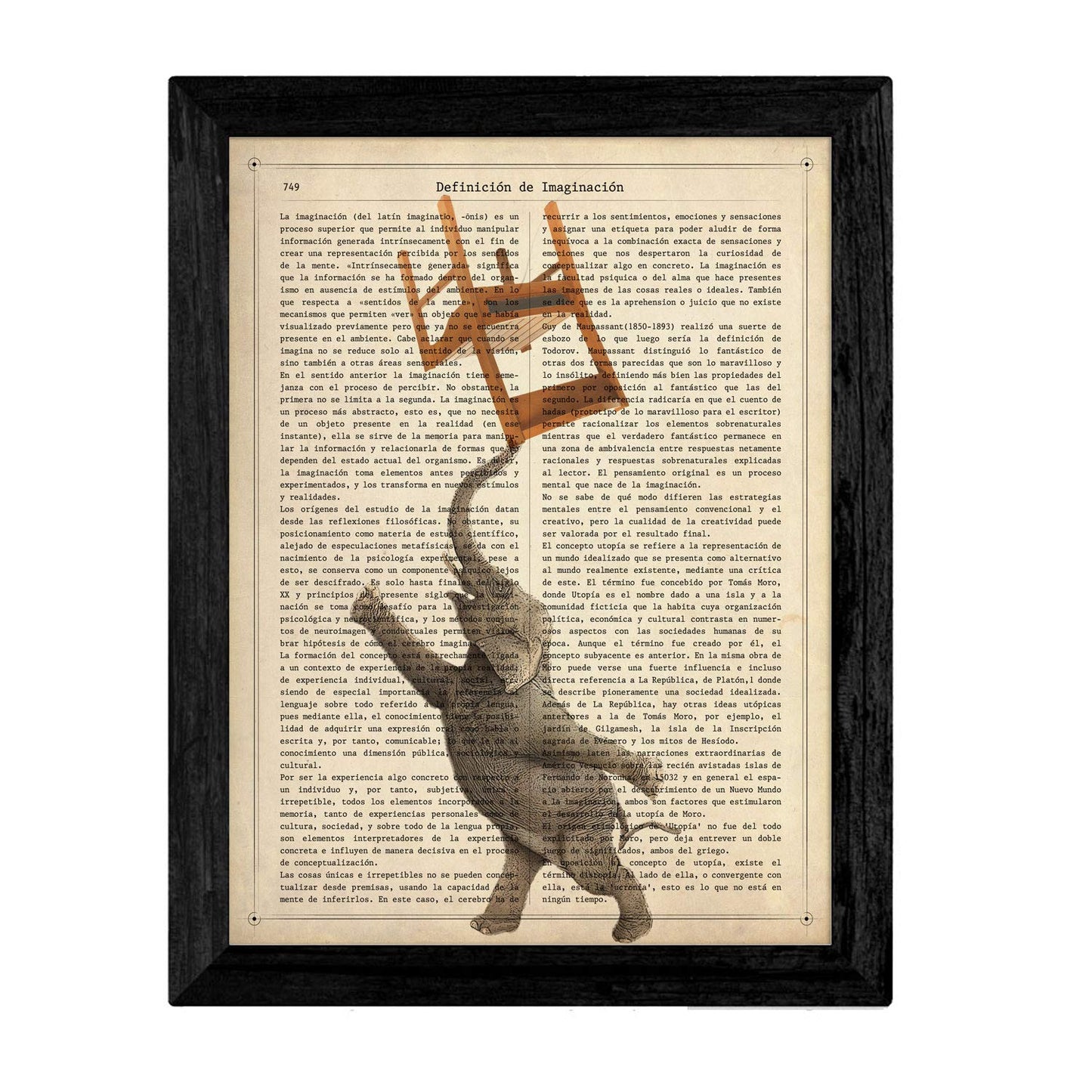 Pack de Tres láminas Elefantes Divertidos con definiciones de Diccionario, Amistad, positivismo e imaginacion. 250 Gr-Artwork-Nacnic-Nacnic Estudio SL