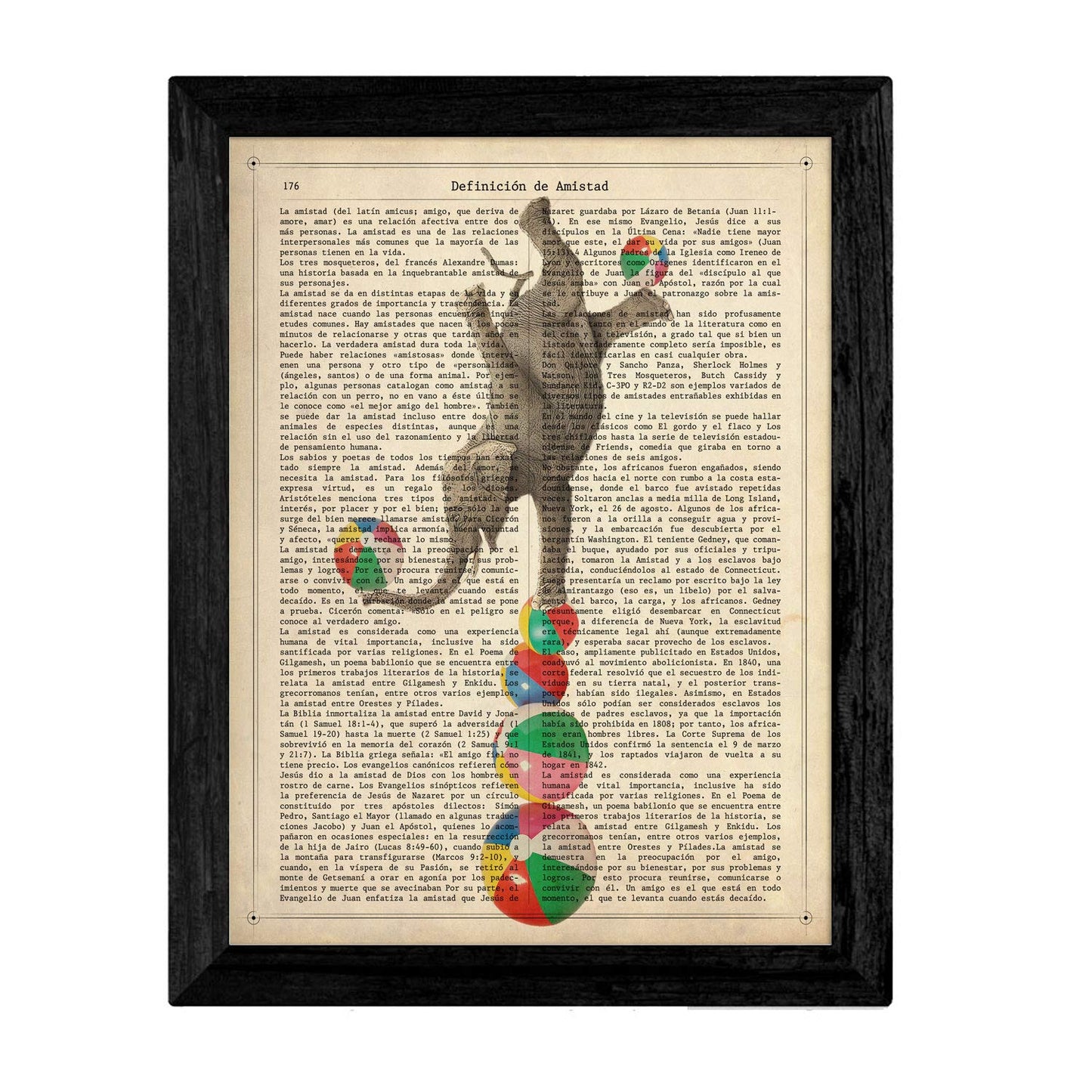 Pack de Tres láminas Elefantes Divertidos con definiciones de Diccionario, Amistad, positivismo e imaginacion. 250 Gr-Artwork-Nacnic-Nacnic Estudio SL