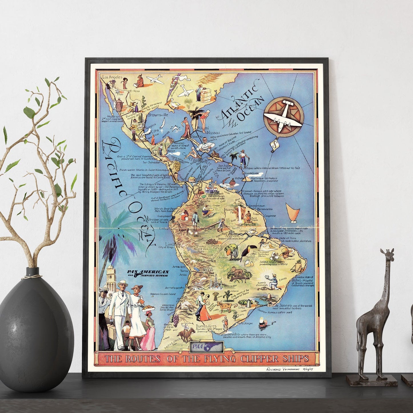 Pan-Am-routes-flying-clipper-ships-Artwork-Nacnic-Nacnic Estudio SL