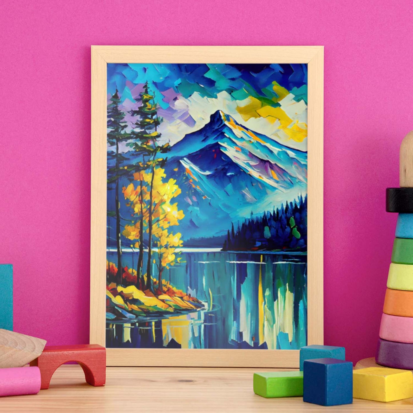 Parque Nacional Nacnic Banff Alberta Canadá Pintura al óleo Brus. Estampados de arte de pared estético para el diseño de dormitorio o sala de estar.-Artwork-Nacnic-Nacnic Estudio SL