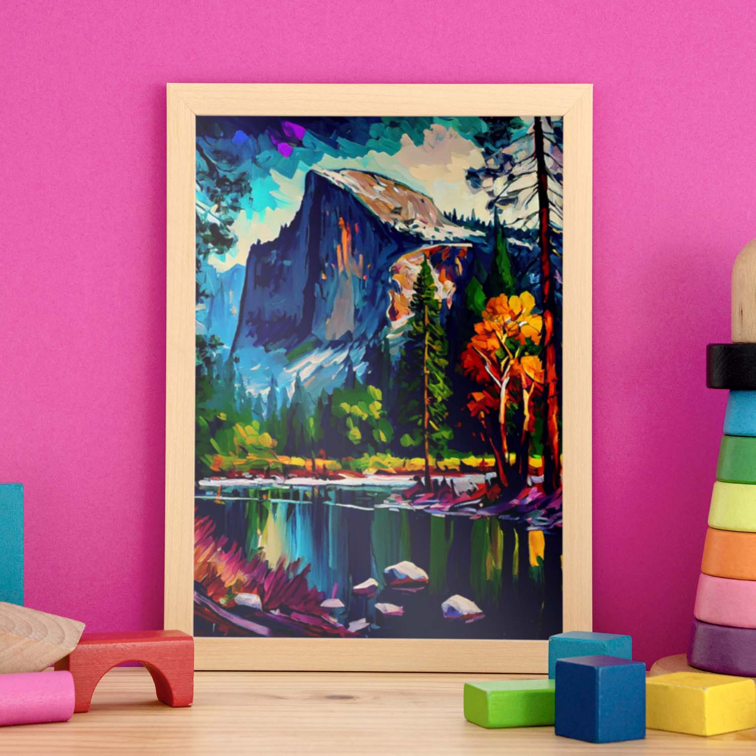 Parque Nacional Nacnic Yosemite California EE. UU. Pintura al óleo b. Estampados de arte de pared estético para el diseño de dormitorio o sala de estar.-Artwork-Nacnic-Nacnic Estudio SL