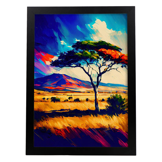 Parque Nacnic Serengeti National National Tanzania Pintura al óleo. Estampados de arte de pared estético para el diseño de dormitorio o sala de estar.-Artwork-Nacnic-A4-Sin marco-Nacnic Estudio SL