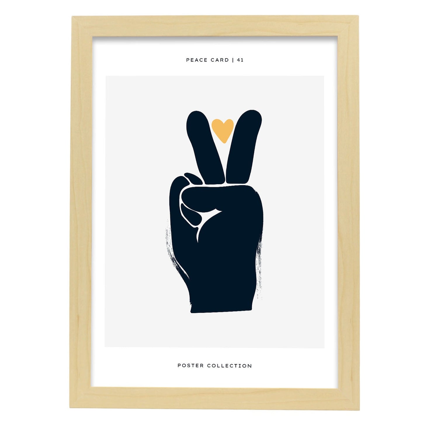 Peace Hand-Artwork-Nacnic-A3-Marco Madera clara-Nacnic Estudio SL