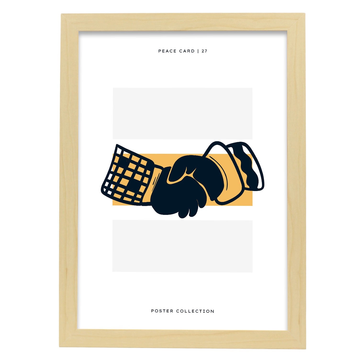 Peace hand shake-Artwork-Nacnic-A3-Marco Madera clara-Nacnic Estudio SL