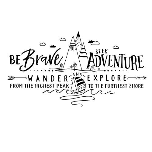 Pegatina de pared ESTILO NÓRDICO. Vinilo decorativo AVENTURAS SALVAJES. Lámina adhesiva GEOMÉTRICA con FRASE INSPIRADORA "Be Brave, Seek Adventure". Decoración minimalista para Hogar, Oficina, Tienda-Nacnic-Nacnic Estudio SL