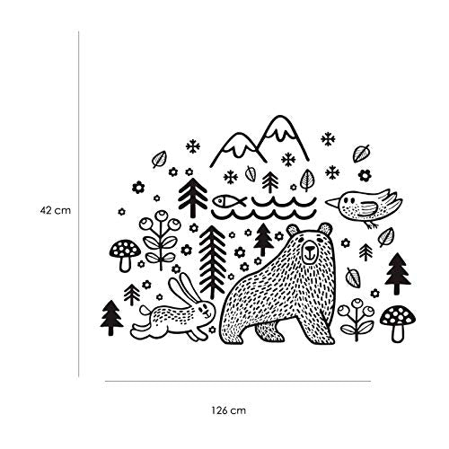 Pegatina de pared ESTILO NÓRDICO. Vinilo decorativo de ANIMALES. adhesiva GEOMÉTRICA con detalles de BOSQUE. Decoración infantil para Hogar, Niños, Bebés.-Nacnic-Nacnic Estudio SL