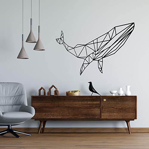 Pegatina de pared ESTILO NÓRDICO. Vinilo decorativo de BALLENA. Lámina adhesiva GEOMÉTRICA con detalles de ANIMALES MARINOS. Wall sticker Decoración minimalista para Hogar, Oficina, Tienda.-Nacnic-Nacnic Estudio SL